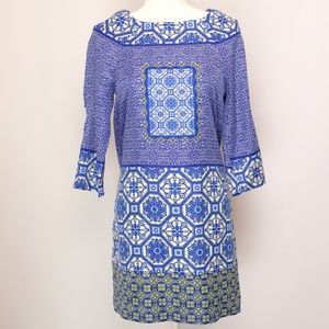 The Limited Blue Patterned Dress Yellow Accents XS